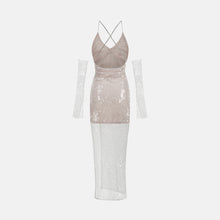 Silver sheer sequins dress