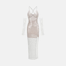 Silver sheer sequins dress