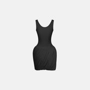 Black draped jersey mini dress