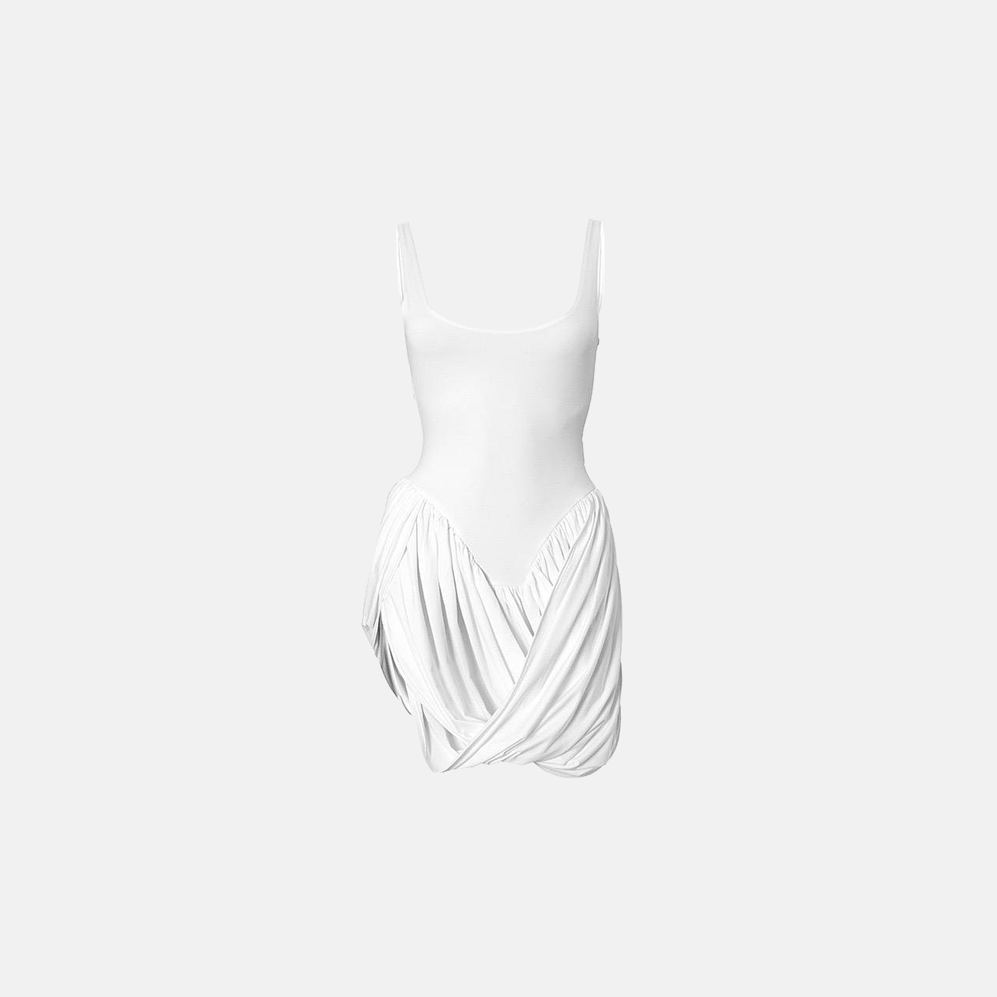 White draped jersey mini dress