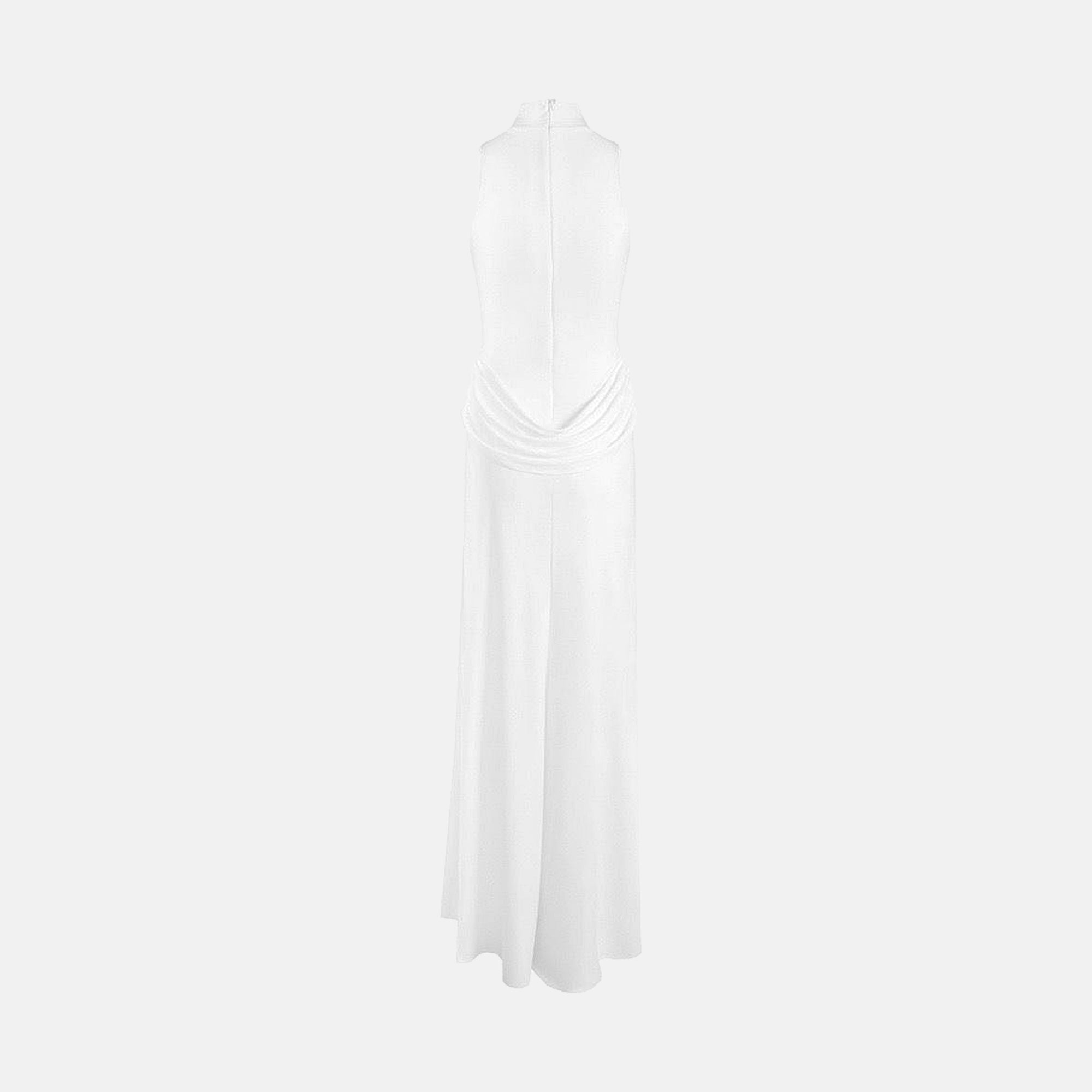 White jersey halter neck dress