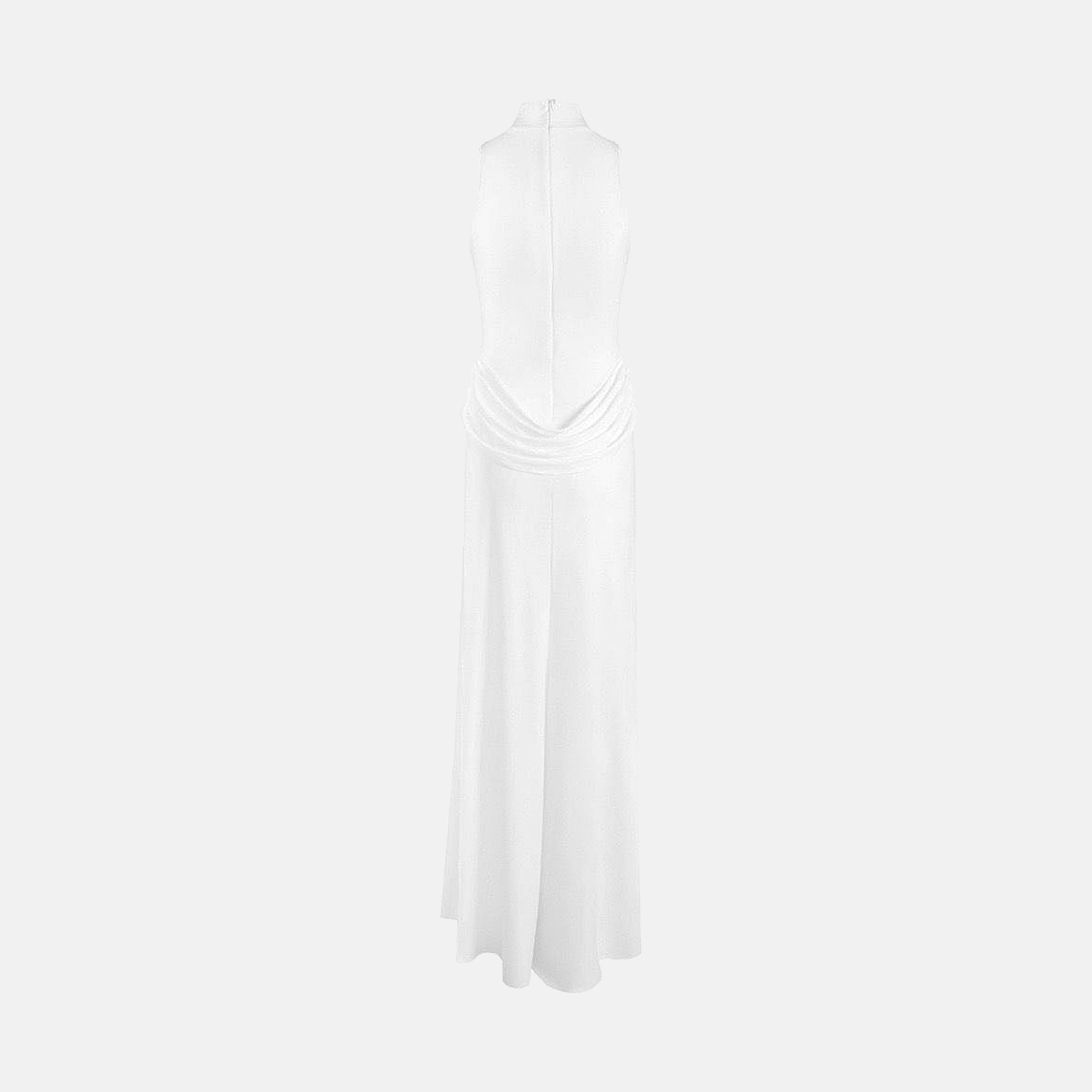 White jersey halter neck dress