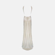 White silk cutout dress