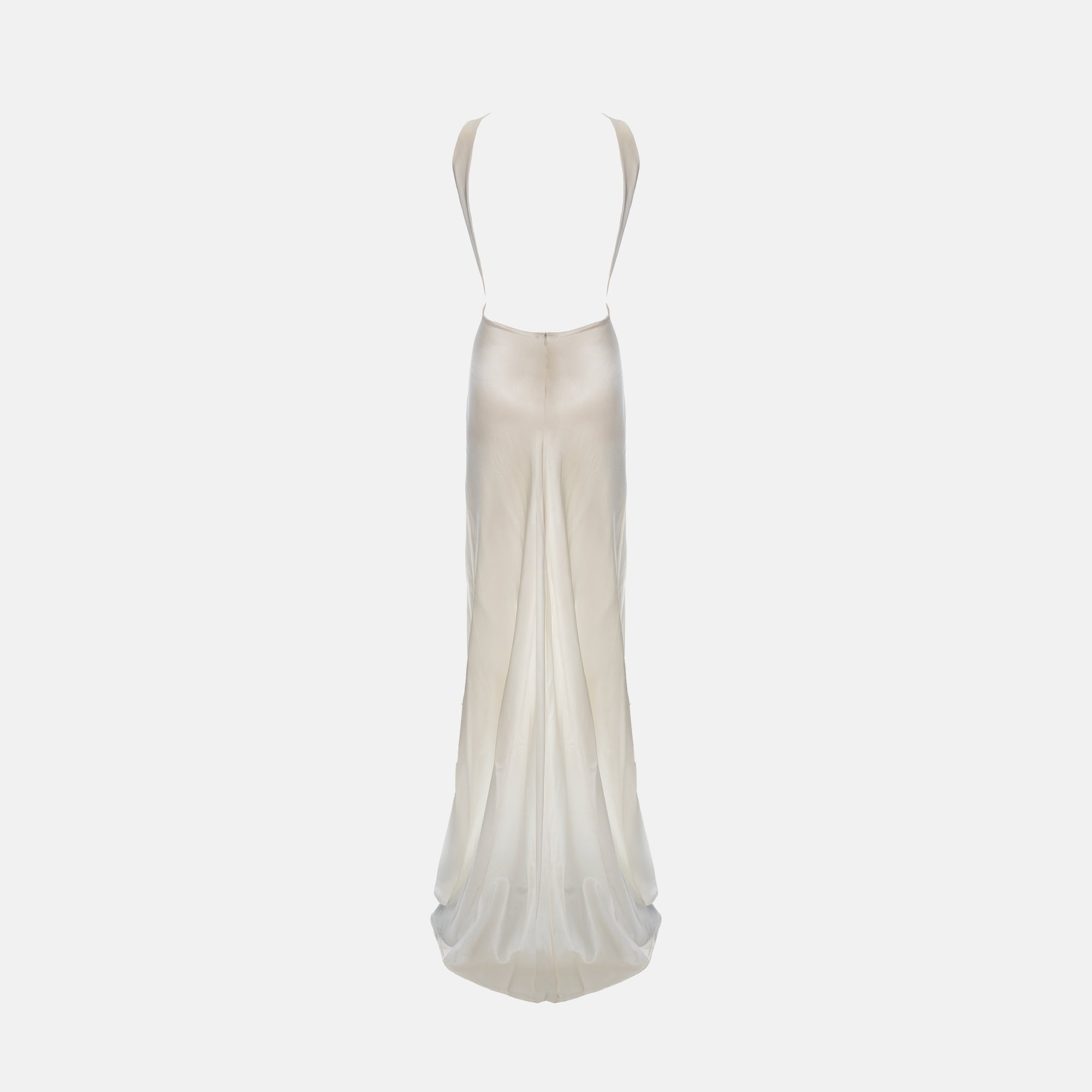 White silk cutout dress