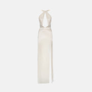 White silk cutout dress
