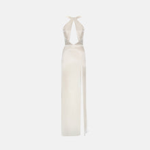White silk cutout dress