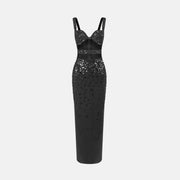 Black sequin gown dress