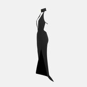 Black golden panther gown dress
