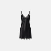 Black mulberry silk lingerie mini dress