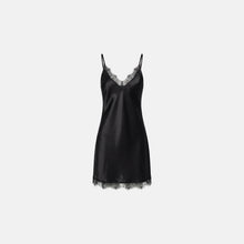 Black mulberry silk lingerie mini dress