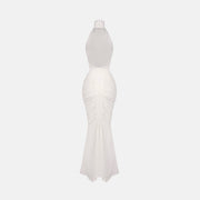 White draped jersey maxi dress