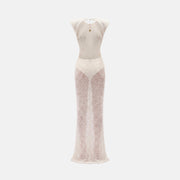 White sequined braided maxi dress