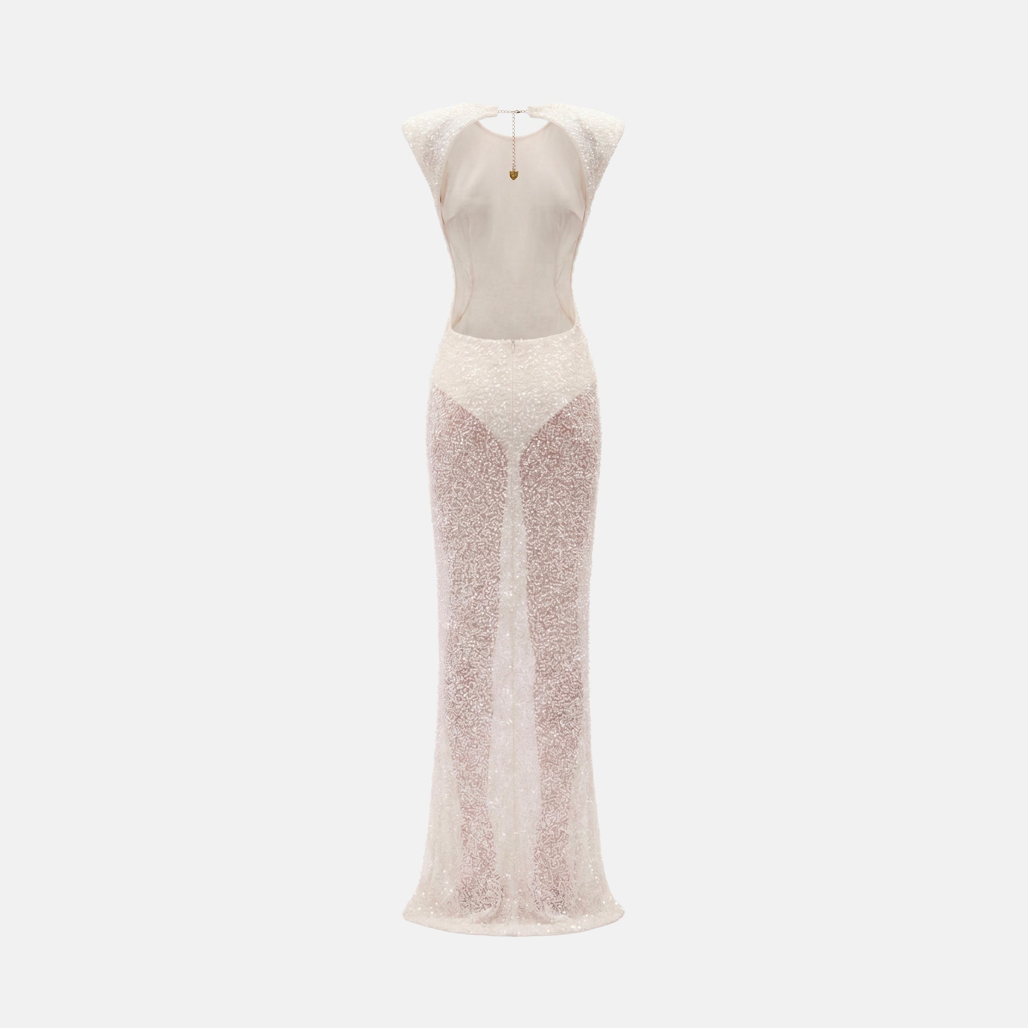 White sequined braided maxi dress