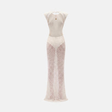 White sequined braided maxi dress