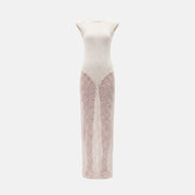 White sequined braided maxi dress