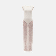 White sequined braided maxi dress