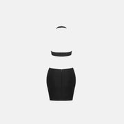 Mini abito fasciante con cut-outs di colore nero
