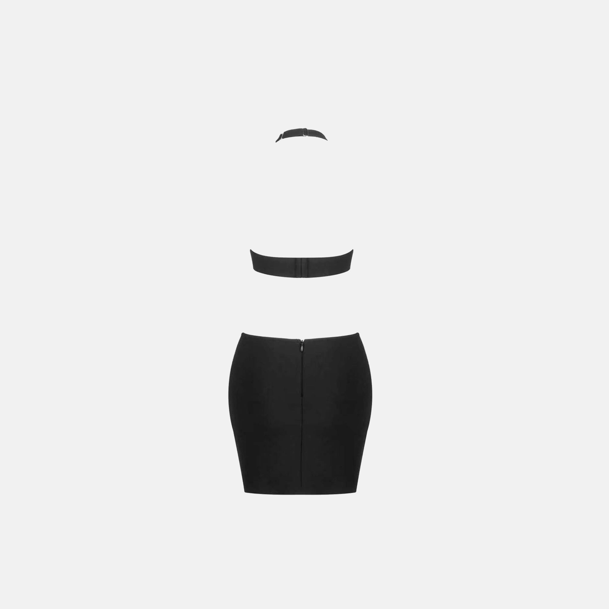 Mini abito fasciante con cut-outs di colore nero