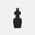 Mini abito fasciante con cut-outs di colore nero