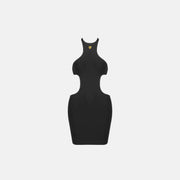 Mini abito fasciante con cut-outs di colore nero