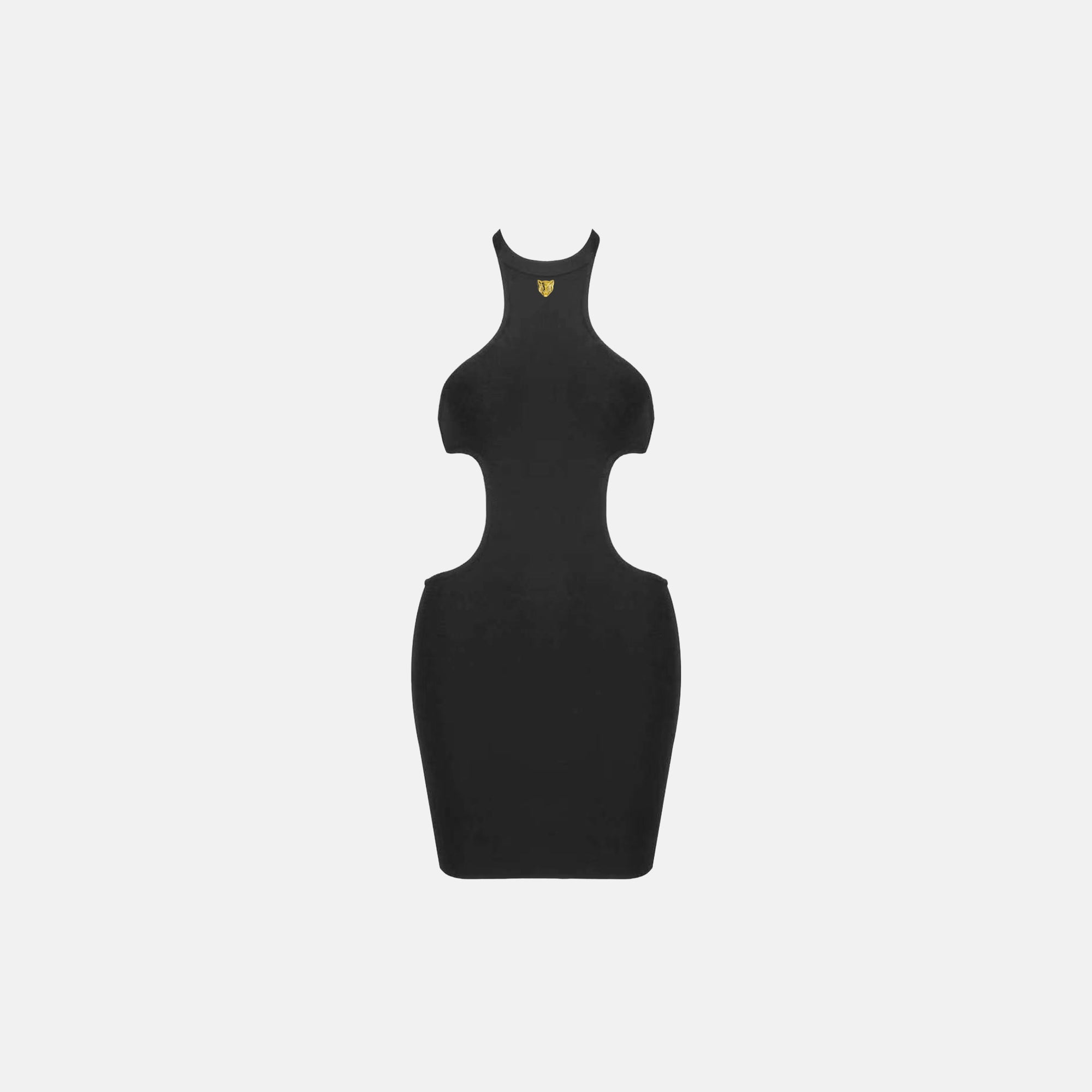 Mini abito fasciante con cut-outs di colore nero