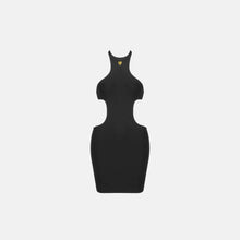 Mini abito fasciante con cut-outs di colore nero