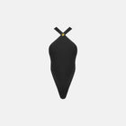 Black crossover neckline bodysuit