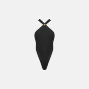 Black crossover neckline bodysuit