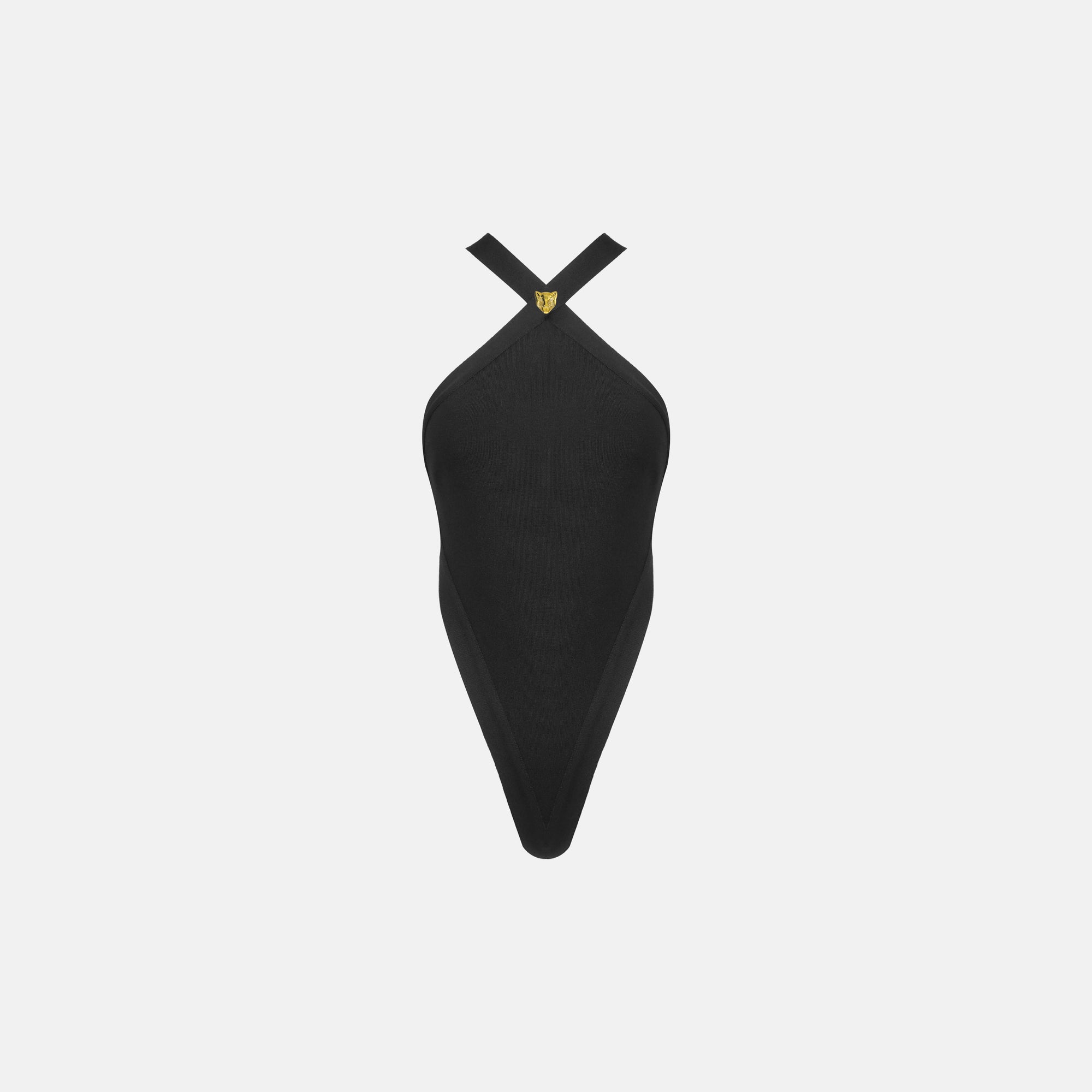 Black crossover neckline bodysuit