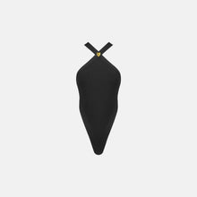 Black crossover neckline bodysuit