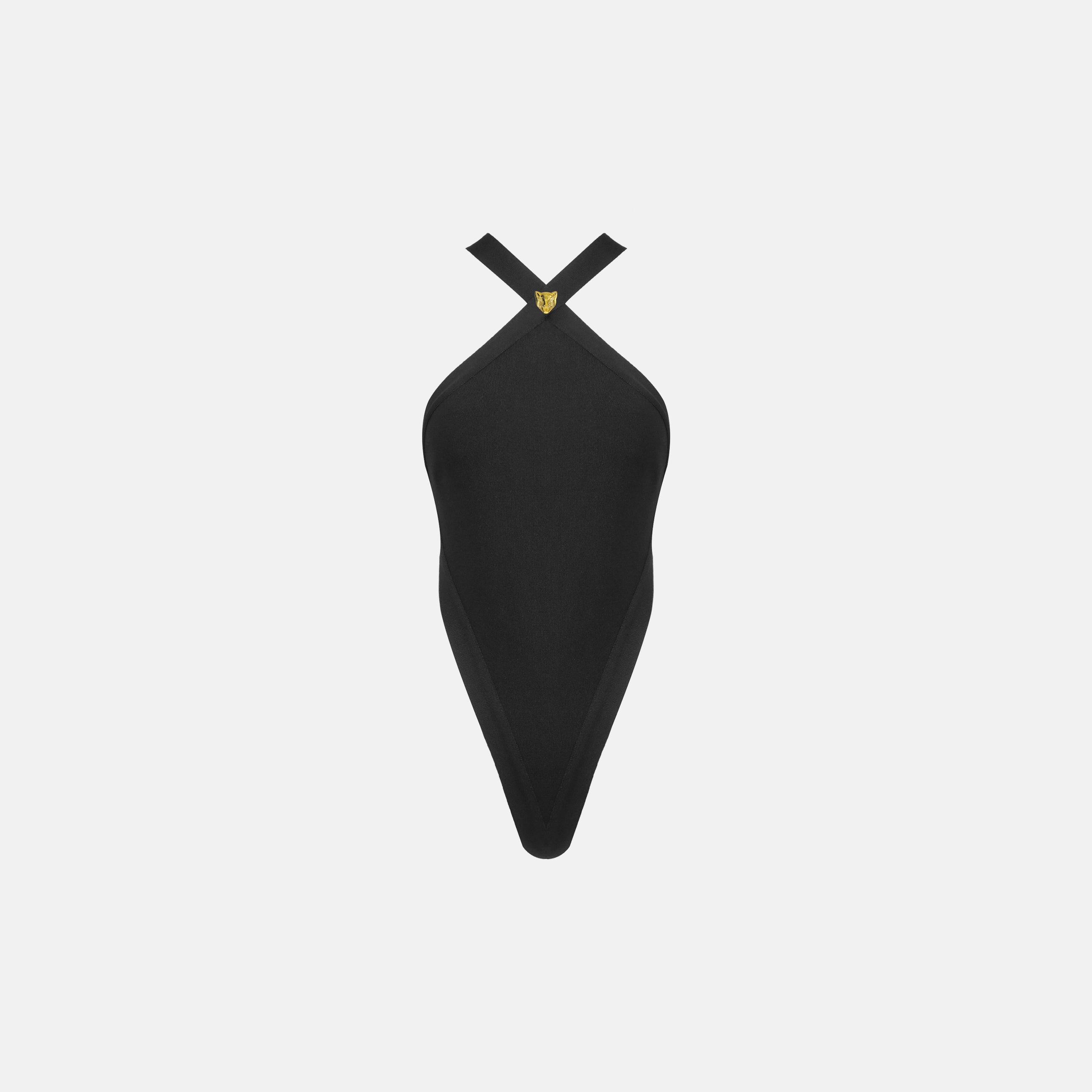 Black crossover neckline bodysuit