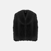 Black furry shearling coat
