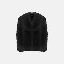 Black furry shearling coat