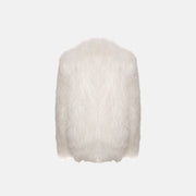 White furry shearling coat