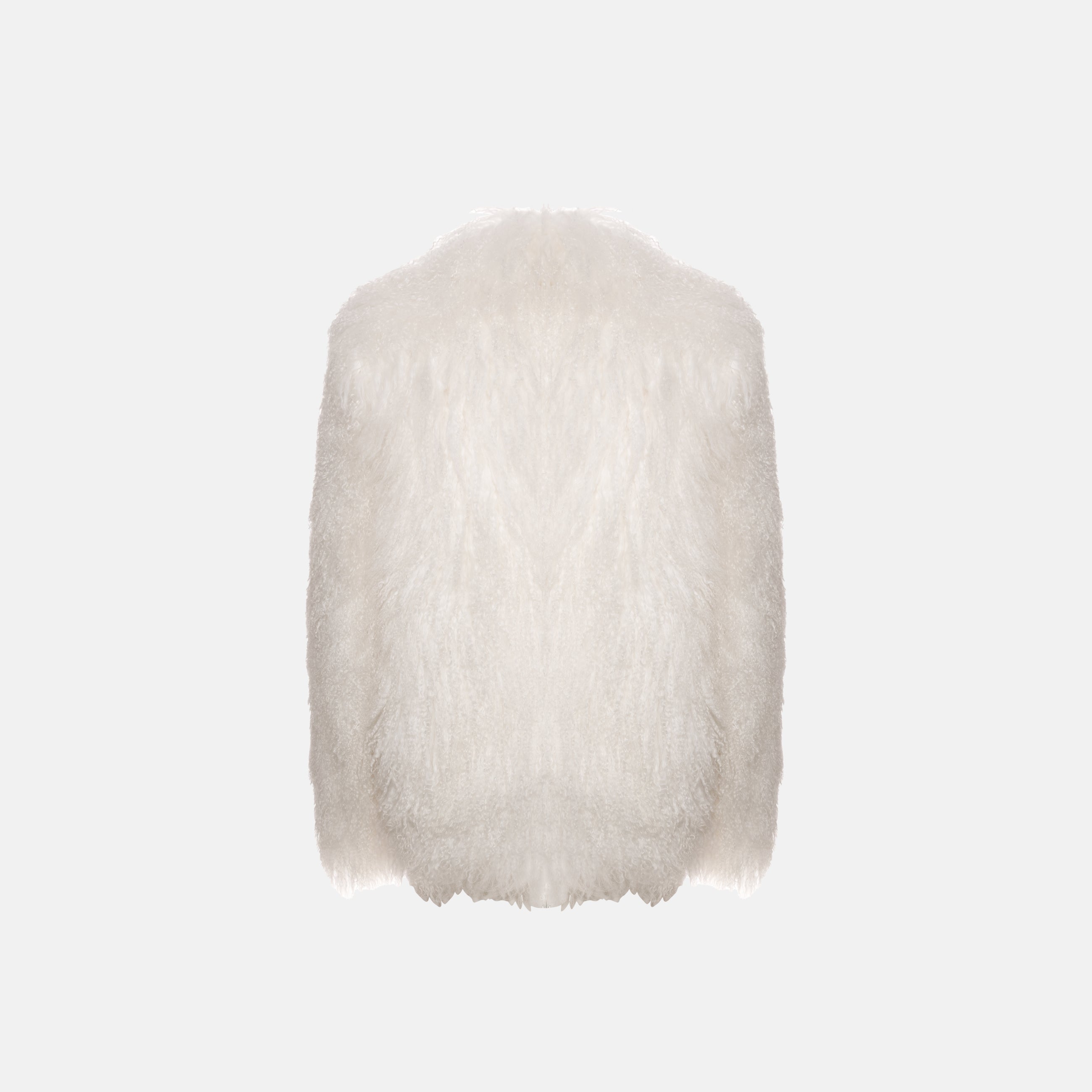 White furry shearling coat