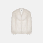 White furry shearling coat