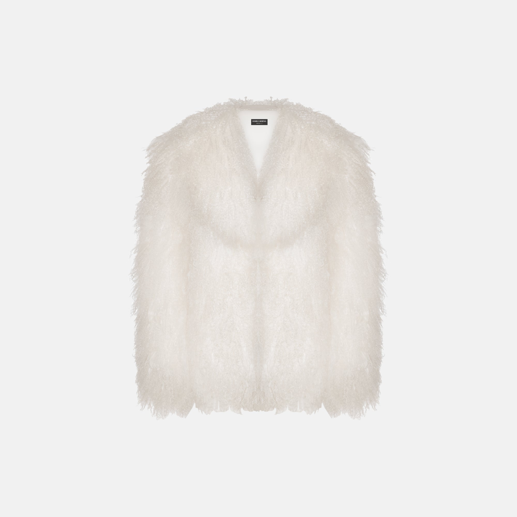 White furry shearling coat