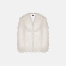 White furry shearling coat