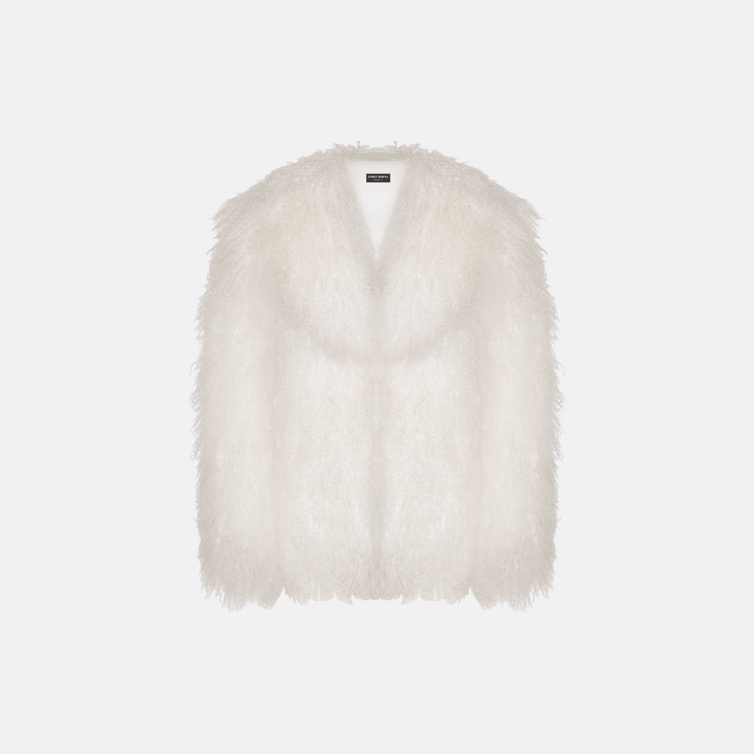 White furry shearling coat