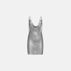 Silver X chain crystals mini dress