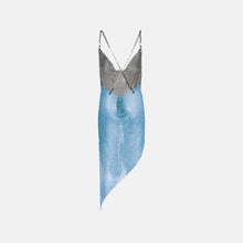 Aqua X chain crystals slit dress