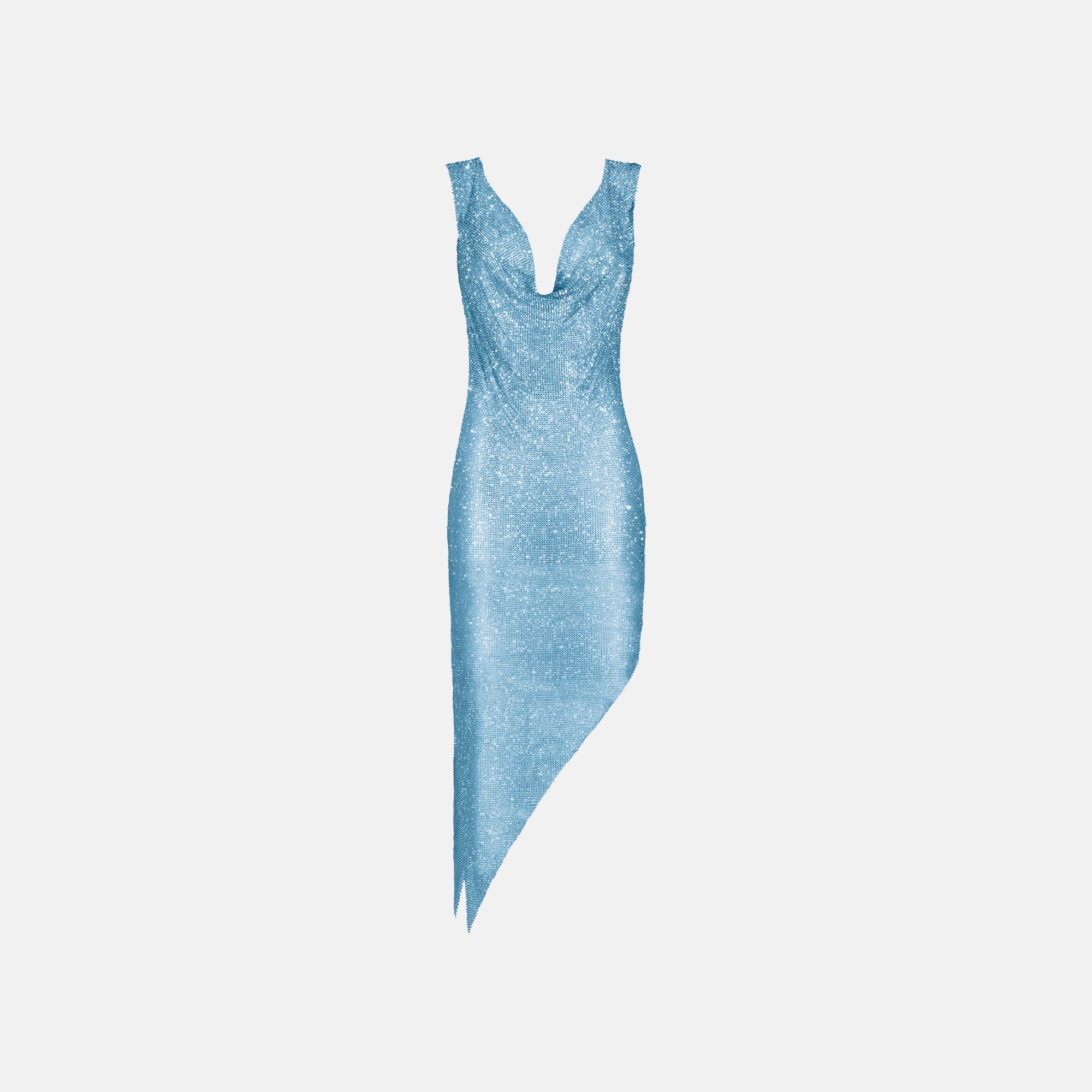 Aqua crystals draped dress