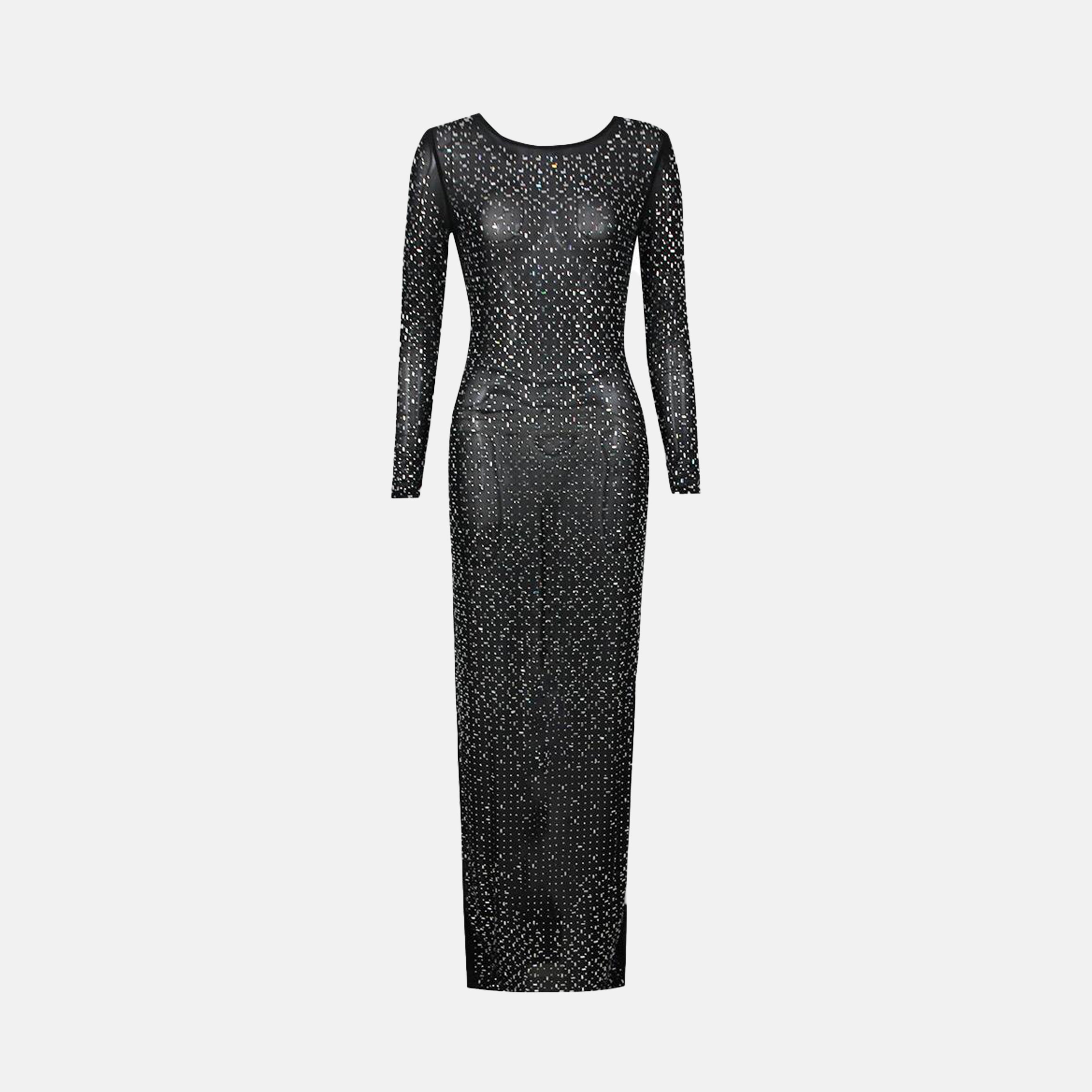 Black crystal mesh dress