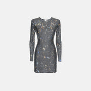 Black crystal mini dress
