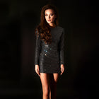 Black crystal mini dress