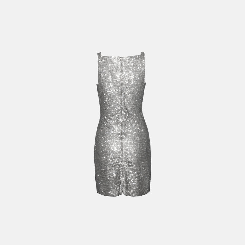 Silver crystal mini dress