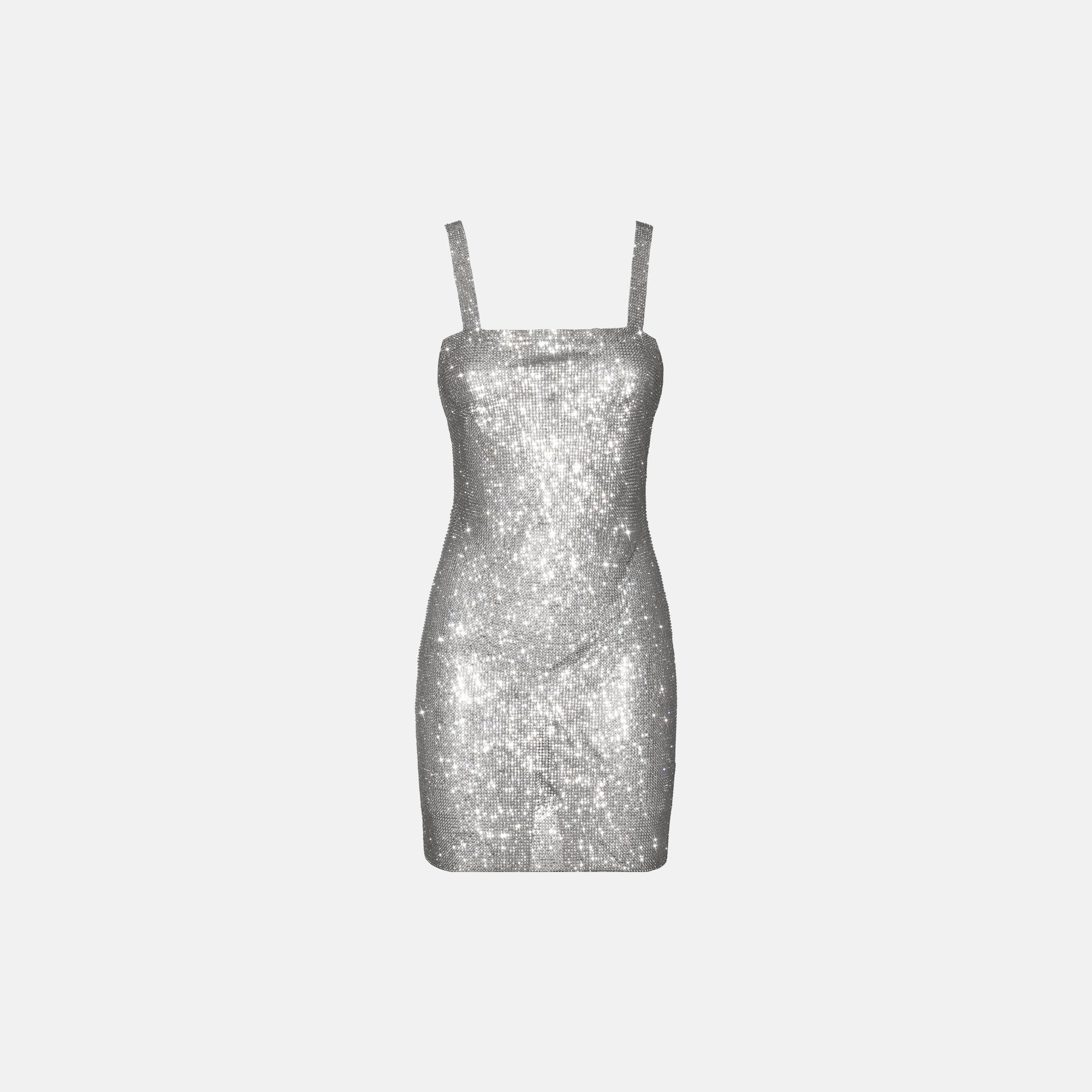 Silver crystals mini dress