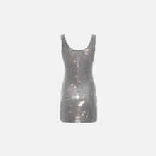 Silver square crystals mini dress