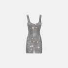 Silver square crystals mini dress