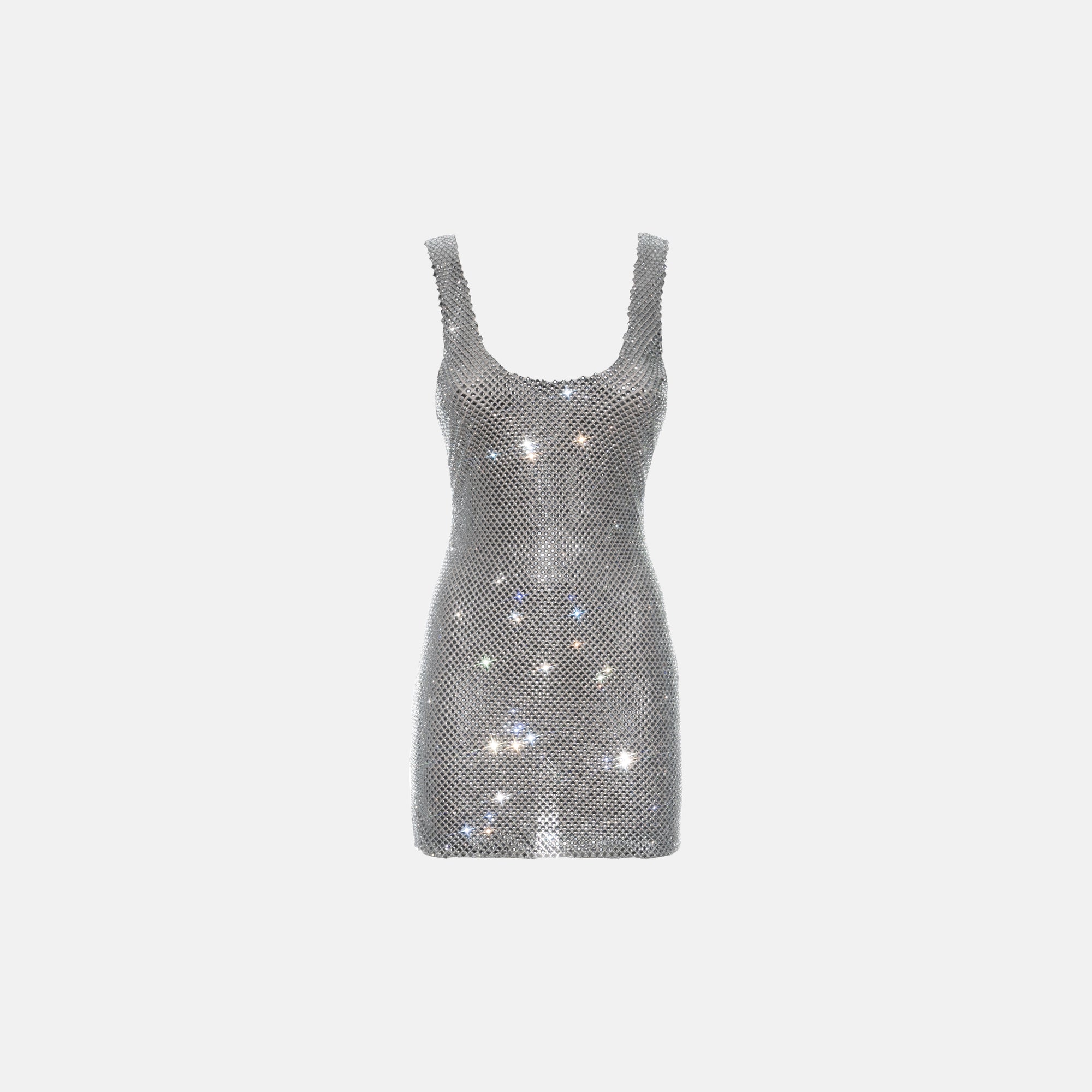 Silver square crystals mini dress